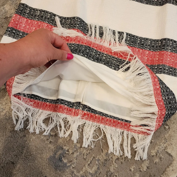 NWT Dolce Vita Cutout Sleeveless Fringe Red white black stripe mini dress xs - Picture 8 of 15
